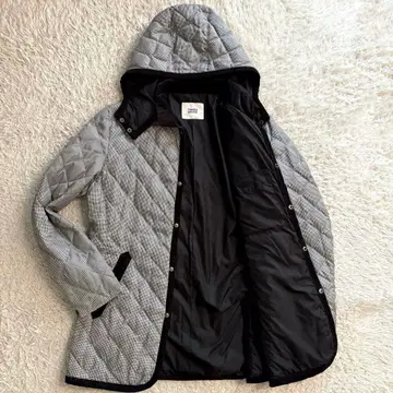 레어 L 사이즈 다케오 키쿠치 다운 퀼팅 하운드투스 화이트 x 블랙