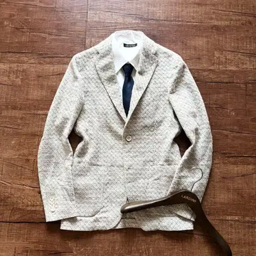 [ 새상품급 ] LARDINI 이지 베이지 코튼 플랙스 자켓 42