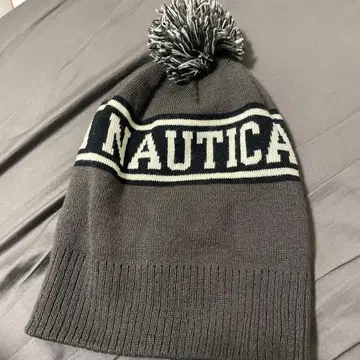 NAUTICA 그레이 니트 모자 폼폼 포함
