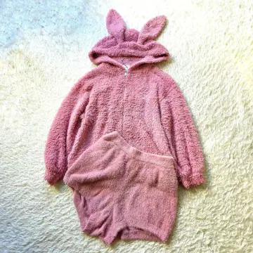 새상품급 젤라또피케 토끼 귀 토끼 모코 후드티 셋업 로고 핑크