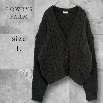 LOWRYS FARM 니트 가디건 L 숏 기장 다크 그린