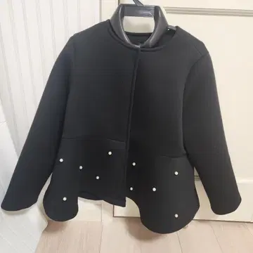 노카라 자켓 블랙 펄 장식