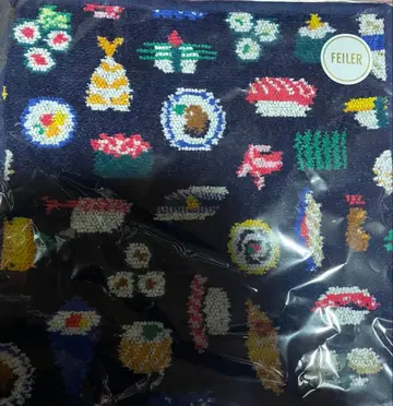 FEILER 스시 패턴 네이비 손수건