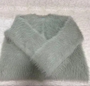 [ PLST ] 민트 그린 퍼(Fur) 느낌 가디건