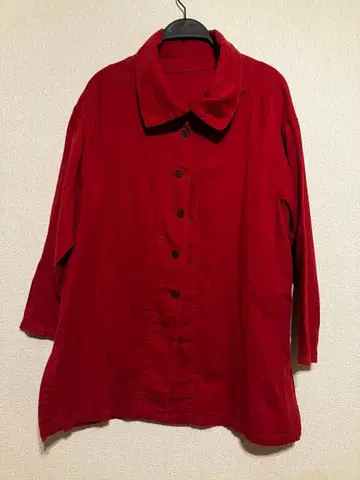 카구라야 풀오버 튜닉 블라우스 빨간색 리브 일본제