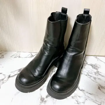 ZARA 자라 36(23.5) 블랙 사이드 고어 부츠 트랙 밑창 통굽