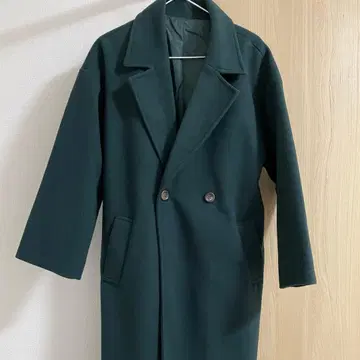 moment+ 니트 멜톤 더블 브레스트 롱 체스터 코트