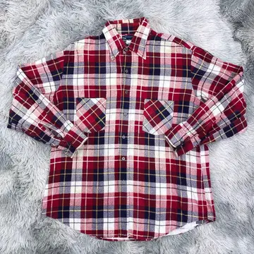 80's j.c penney 프린트 체크 플란넬 셔츠 프리넬