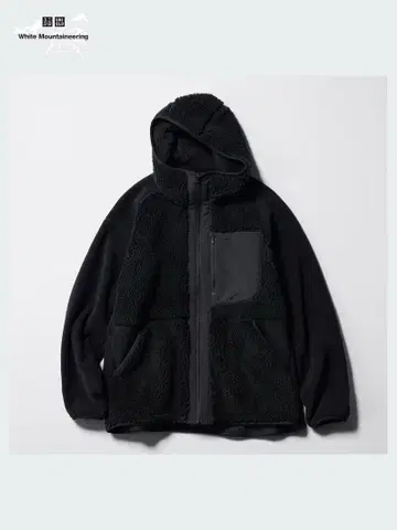 유니클로 플리스 풀 집업 후드티 (긴팔) L 블랙