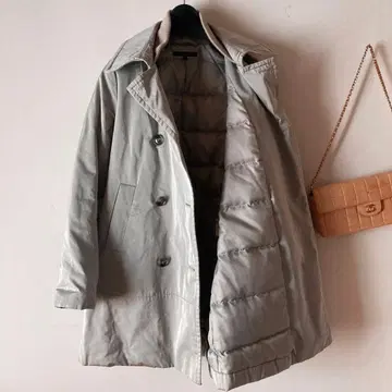 띠어리*고급 새틴 깔끔한 트렌치 다운 코트