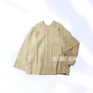 [ 새상품급 ] 슬로브 이에나 니트 케이블 짜임 아란니트 베이지 카멜