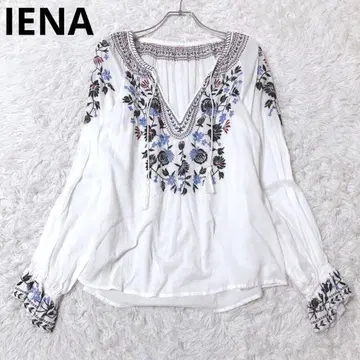 이에나 블라우스 상의 자수 면 보헤미안 긴팔