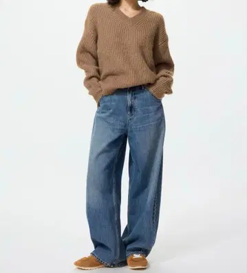 UNIQLO 배기 커브 청바지 기장 짧음 21인치 인심 보정 67cm