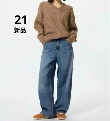 UNIQLO 배기 커브 청바지 기장 짧음 21인치 인심 보정 67cm