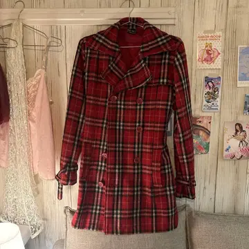 [구제 의류] 트렌치코트 체크 빈티지 레트로 펑크