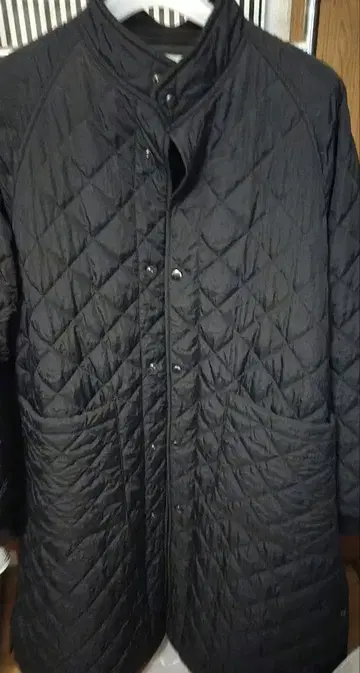 로리즈팜 블랙 퀼팅 롱 자켓