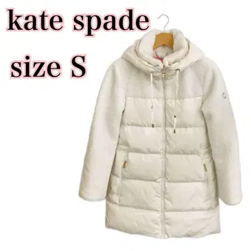 케이트 스페이드 뉴욕 다운 자켓 롱 화이트 보아 절개 후드