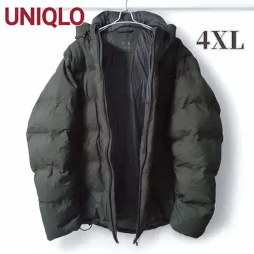 유니클로 후드 부착 심리스 다운 자켓 4XL 카키 남성용