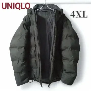 유니클로 후드 부착 심리스 다운 자켓 4XL 카키 남성용