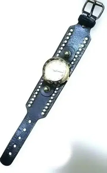 스팀펑크 / 비트 장식 가죽 팔찌 / 러그 20mm 손목시계 / 블랙