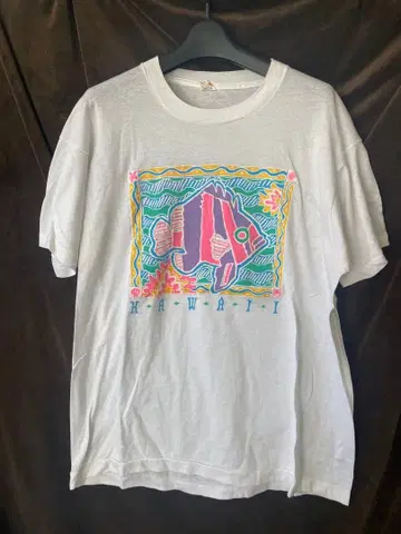 H.A.W.A.I.I 물고기 프린트 T셔츠 screen stars 하와이