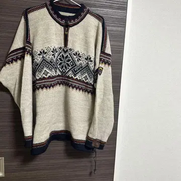 노르딕 무늬 울 혼방 스웨터 구제 의류