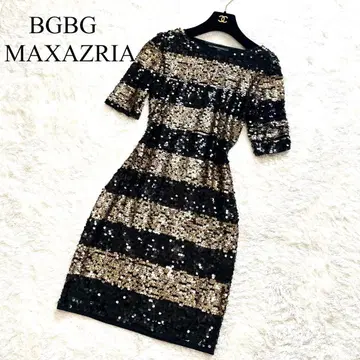 BCBG 맥스아즈리아 스팽글 원피스 보더 라메