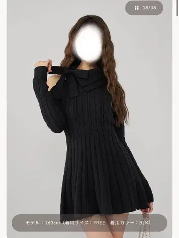 다리치 Darich 아메슬리 플레어 니트 미니 원피스 프리 사이즈 블랙