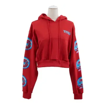 PUNYUS 레드 크롭 후드티