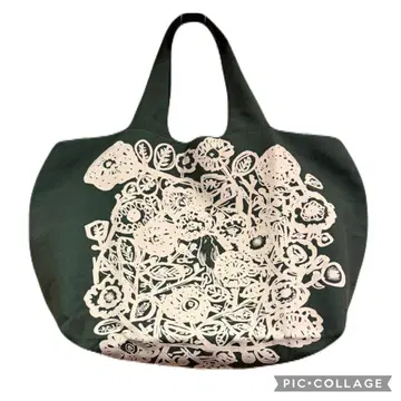 [인기 레어] mina perhonen 꽃무늬 토트 파니니 백 그린