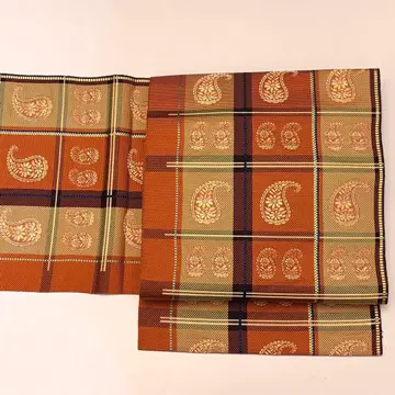 하카타 오리 8촌 나고야 오비 순수 실크 페이즐리 격자 캐주얼 so123