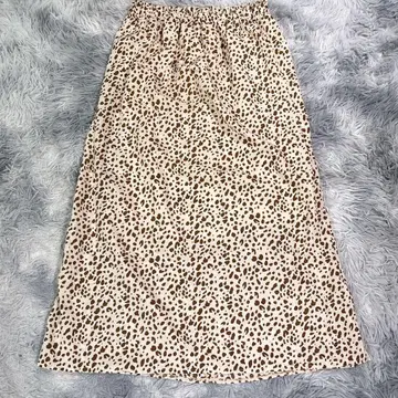 [ F ] 롱 스커트 레오파드 무늬 베이지 여성용 얇은 소재 프리 사이즈