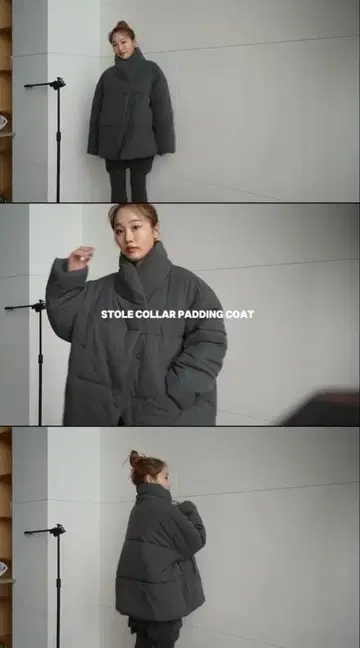 etre tokyo 스톨 칼라 패딩 코트 그레이 S 사이즈