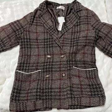 abc une face 체크 무늬 더블 브레스트 자켓