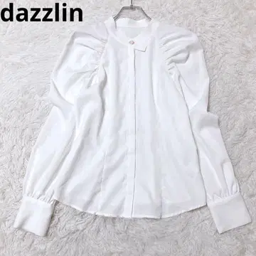 다즐린 블라우스 상의 긴팔 퍼프 슬리브 심플 무지 화이트 고급