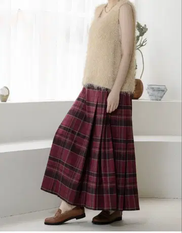 studio CLIP 체크 플리츠 스커트