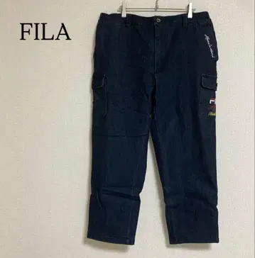 휠라 안감 플리스 카고 팬츠 데님 팬츠 허리밴딩 XL 따뜻한