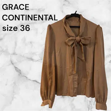 GRACE CONTINENTAL 브라운 보타이 블라우스 리본 셔츠