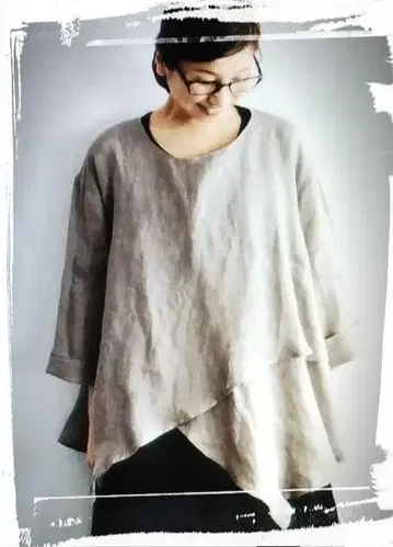 08Mab 린넨 샴브레이 밑단 아지메 풀오버 beige