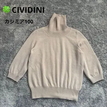 CIVIDINI 5부 소매 니트 라이트 그레이 캐시미어 100