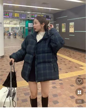 NUGU 다운 자켓 체크