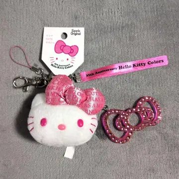 새상품 헬로키티 35주년 반짝반짝 키링 스트랩 핑크 리본