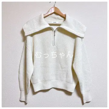 스나이델 스키퍼 하프 지퍼 니트 풀오버 화이트