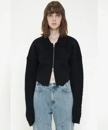 CUTTING DOUBLE ZIP KNIT CARDIGAN