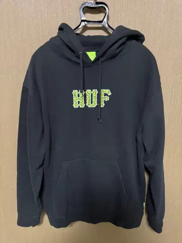 HUF 블랙 로고 후드티 L 사이즈