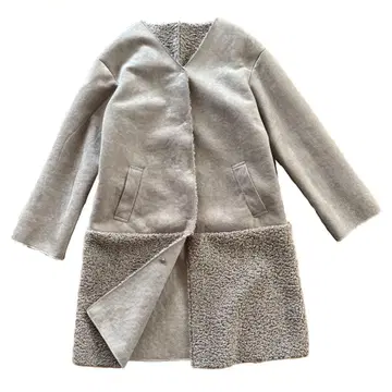 새상품급 marble ink 보아 절개 노카라 코트 38 그레이지