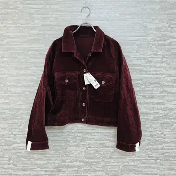 유니클로 코듀로이 크롭 자켓 XL 와인 새상품 택 포함