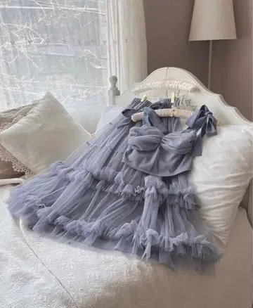 발레리나 리본 샤샤 스커트 블루 그레이