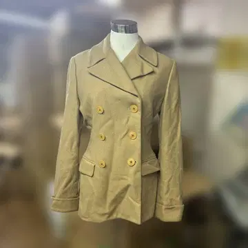 랄프 로렌 베이지 더블 브레스트 피 코트