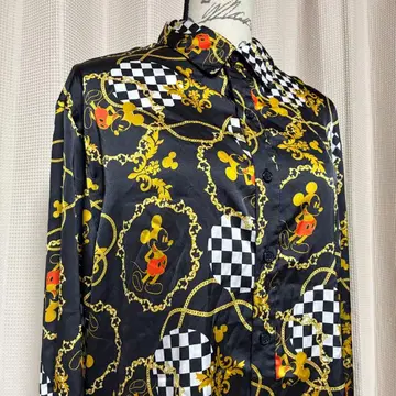 미키 디즈니 셔츠 레트로 버블 체인 스카프 패턴